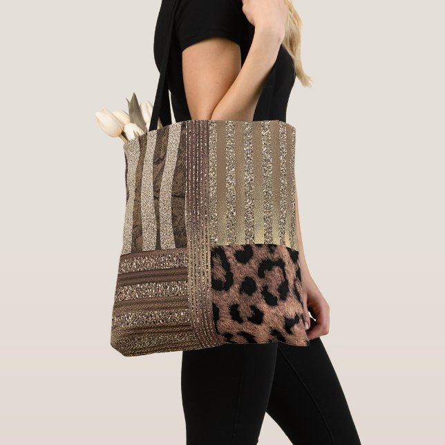 Bolsa Tote Lioness Safari Chic Jungle Glam Modern Sparkle (Close Up)