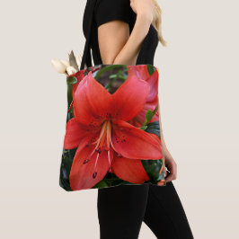 Bolsa Tote Lírio Laranja Floral em Flor