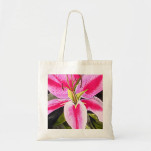 Bolsa Tote Lírio Rosa Quente Tenerife pop art flor de aquarel