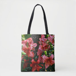 Bolsa Tote Lírios Asiáticos Laranja Floral