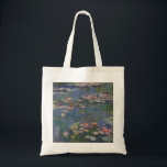 Bolsa Tote Lírios de água de Claude Monet<br><div class="desc">Esta pintura é uma série de pinturas a óleo do impressionista francês Claude Monet (1840-1926) que retrata o jardim floral de Monet em Giverny e foi o principal foco da produção artística de Monet nos últimos 30 anos de sua vida.</div>