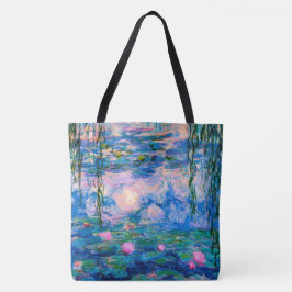 Bolsa Tote Lírios de água de Monet com reflexões da lagoa