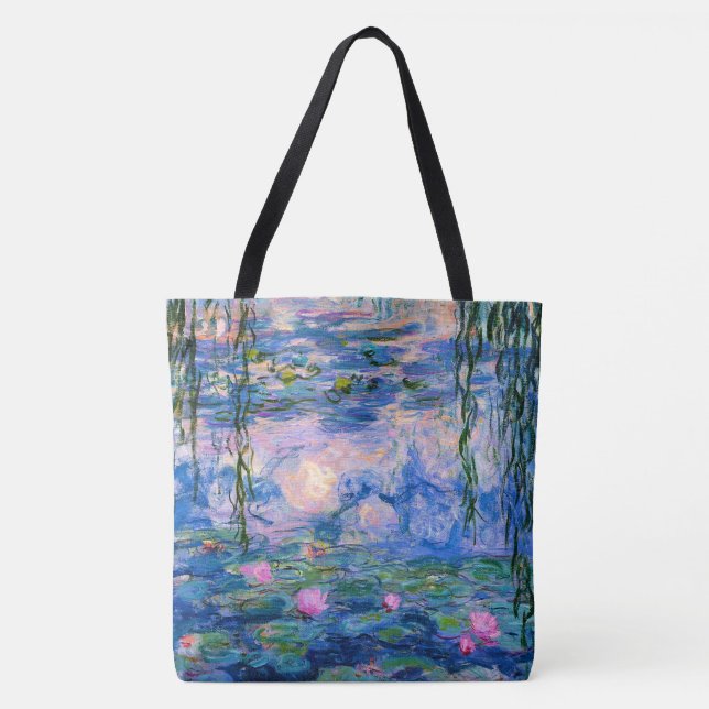 Bolsa Tote Lírios de água de Monet com reflexões da lagoa (Frente)