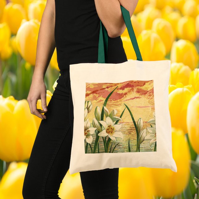 Bolsa Tote Lírios de Páscoa do Sol e Anjos Vitorianos (Criador carregado)