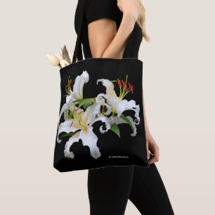 Bolsa Tote Lírios orientais brancos elegantes de Casablanca