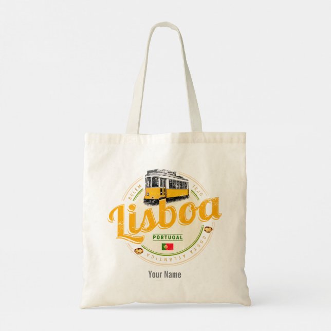 Bolsa Tote Lisboa Portugal com Tram Vintage Souvenir (Verso)