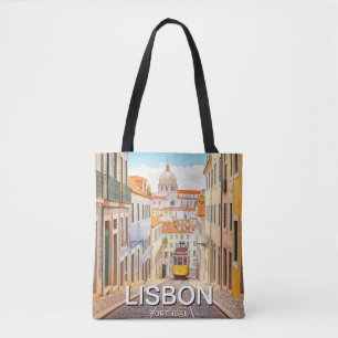 Bolsa Tote Lisboa Portugal Pantheon Alfama Watercolor