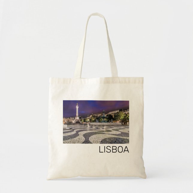 Bolsa Tote Lisboa Portugal Rossio Square Holiday Souvenir (Frente)