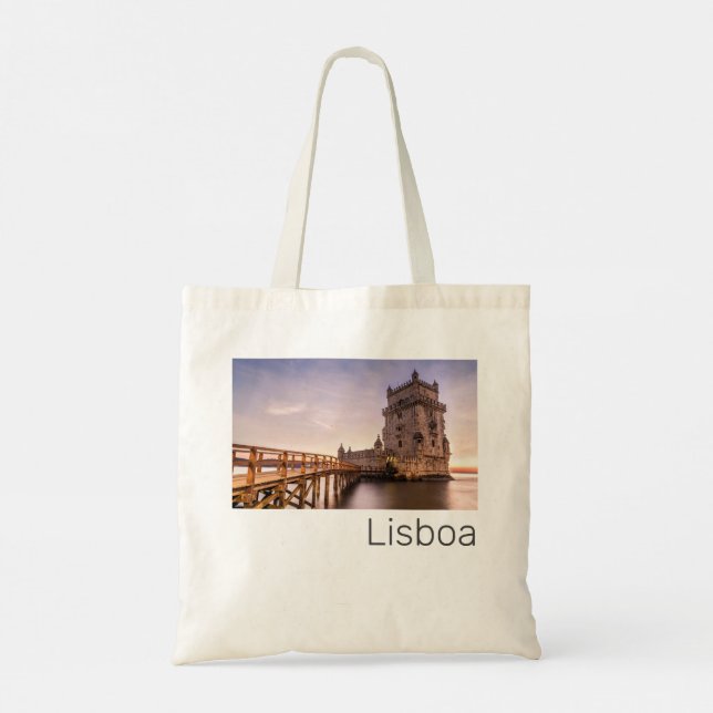 Bolsa Tote Lisboa Portugal Torre de Belém — Feriado Sunset (Verso)