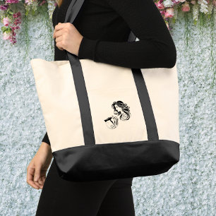 Bolsa Tote Lista de Cabelos Bridos Saco de Toques Grande