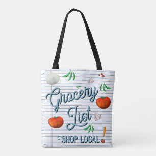 Bolsa Tote Lista de compras, compre no comércio local