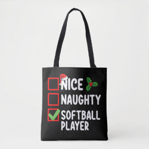 Bolsa Tote Lista de Natal de Jogadora de Softbol Legal ou Tra