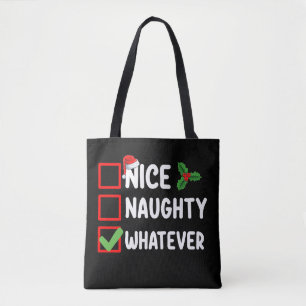 Bolsa Tote Lista de Natal Engraçada, Safada ou Qualquer Coisa