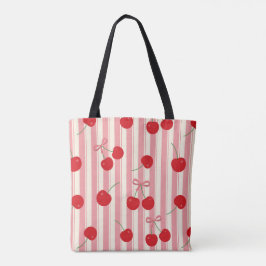 Bolsa Tote Listra de Fita de Cereja