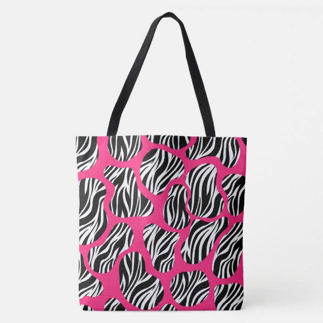 Bolsa Tote Listra de Zebra Ousada Abstrata (Frente)