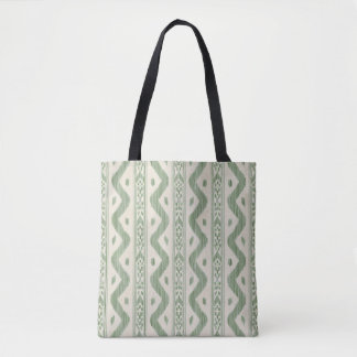 Bolsa Tote Listra Ikat Verde, Frente e Verso