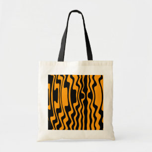 Bolsa Tote Listra ondulada - preto e laranja