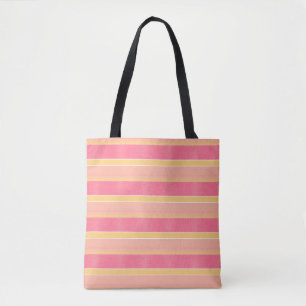 Bolsa Tote Listra Rosa e Dourada