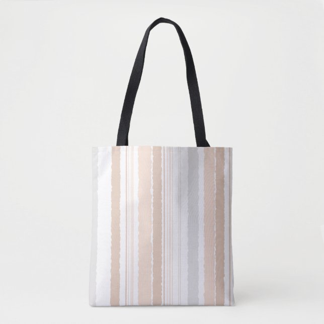 Bolsa Tote Listrada Bege Cinza Aquarela (Frente)