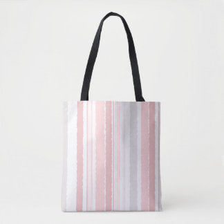 Bolsa Tote Listrada de Aquarela Rosa Bege e Cinza