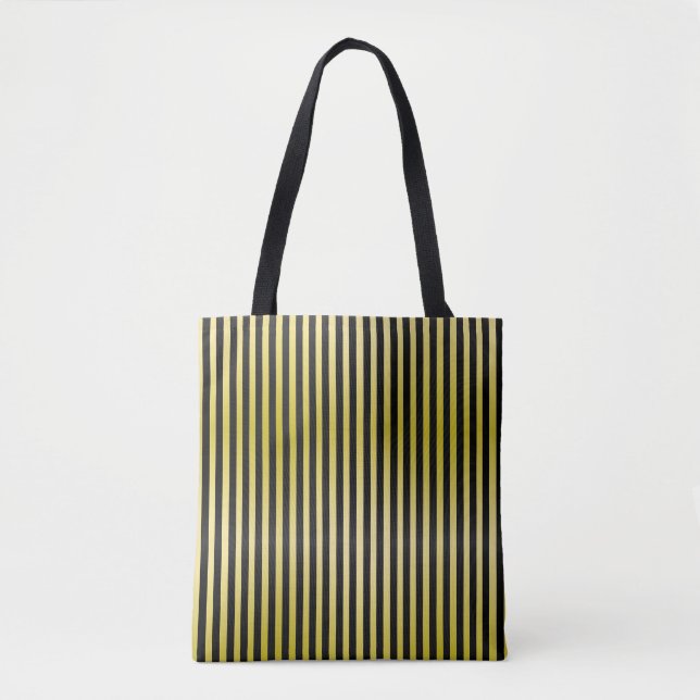 Bolsa Tote Listrada de Preto e Amarelo (Frente)
