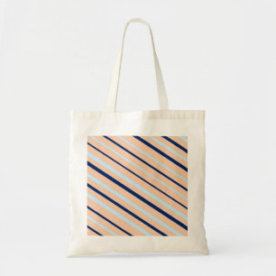 Bolsa Tote Listrado diagonal de pêssego e azul