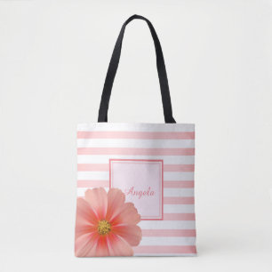 Bolsa Tote Listrado na Moda, Margarida - Personalizado