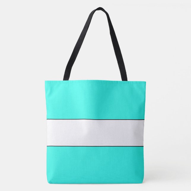Bolsa Tote Listras Aquáticas Brancas Largas Desenhadas Sofist (Frente)