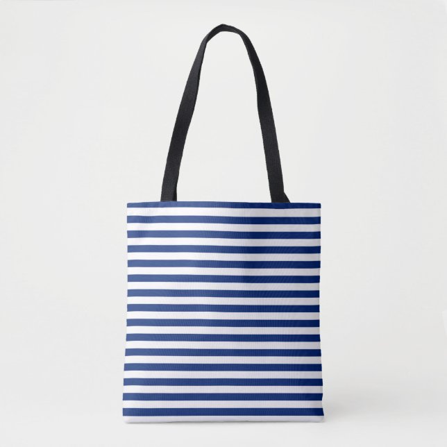Bolsa Tote listras azuis e brancas (Frente)
