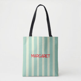 Bolsa Tote Listras azuis e brancas monograma nome