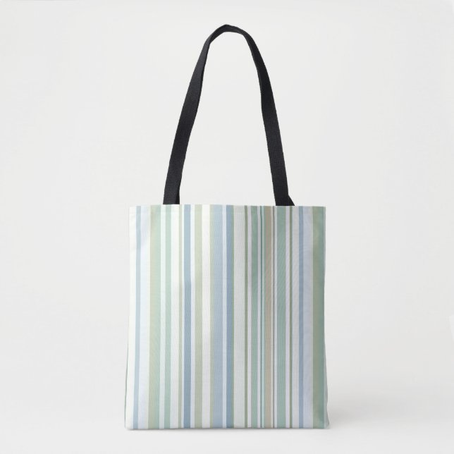 Bolsa Tote Listras azuis verdes e brancas (Frente)