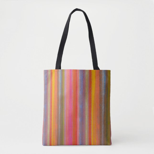 Bolsa Tote Listras Boho de Carvão Coloridas (Frente)