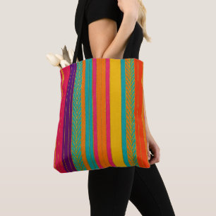 Bolsa Tote Listras Brilhantes Retro 60s MOD