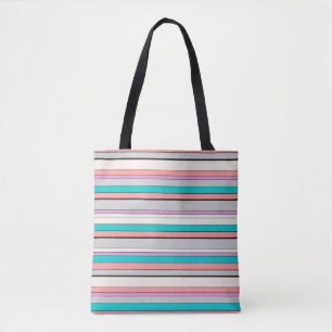 Bolsa Tote Listras cinza aqua fofas
