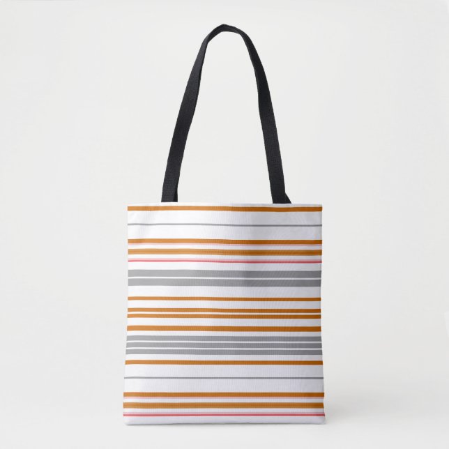 Bolsa Tote Listras cinza marrom fofas (Frente)