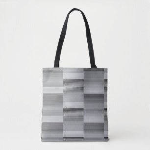 Bolsa Tote Listras cinzas, pretas e brancas