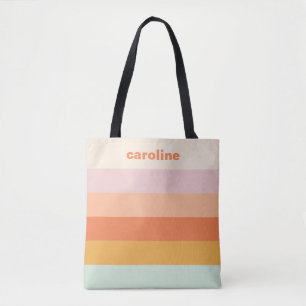 Bolsa Tote Listras Coloridas Personalizadas Retro Pastel