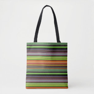 Bolsa Tote Listras coloridas pretas fofas