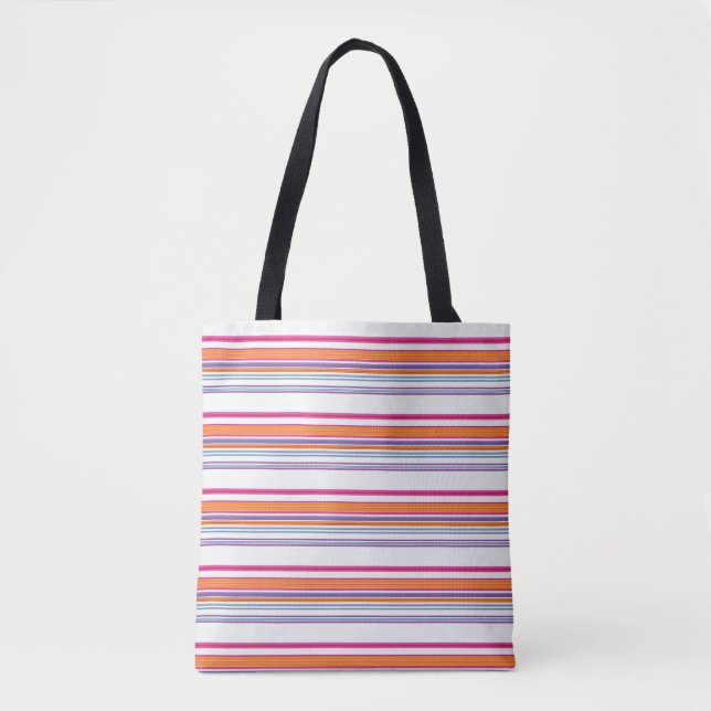 Bolsa Tote Listras cor-de-rosa-branca (Frente)