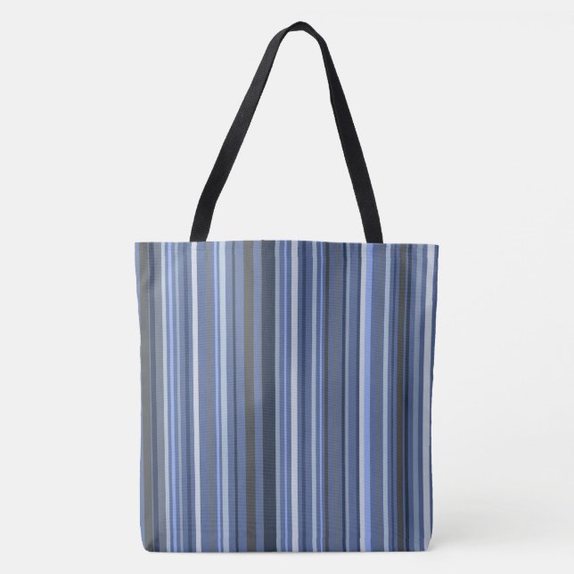 Bolsa Tote Listras Costeiras Azuis (Frente)