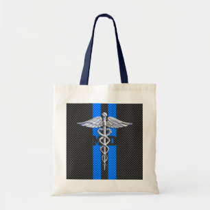 Bolsa Tote Listras da fibra do carbono do Caduceus do médico