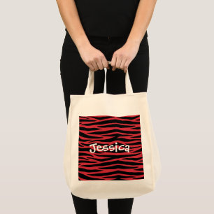 Bolsa Tote Listras de Animal Selvagem Zebra Vermel