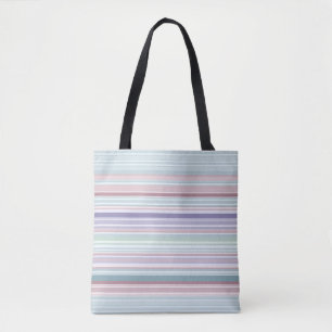 Bolsa Tote Listras de Aqua, Blush e Lavanda