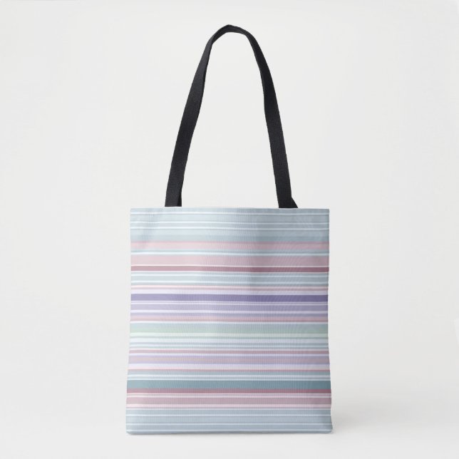 Bolsa Tote Listras de Aqua, Blush e Lavanda (Frente)