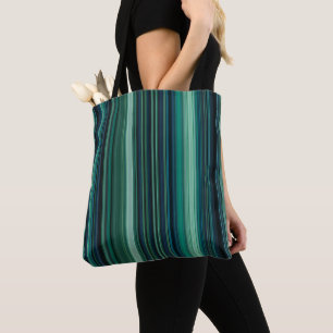 Bolsa Tote Listras de Azul Aqua e Verde Azul