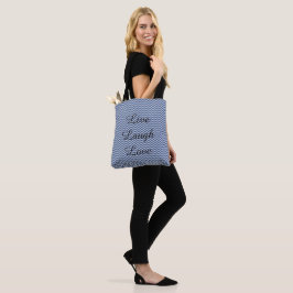Bolsa Tote Listras de Chevron Prata e Azul
