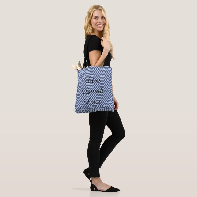 Bolsa Tote Listras de Chevron Prata e Azul (No(a) Modelo)