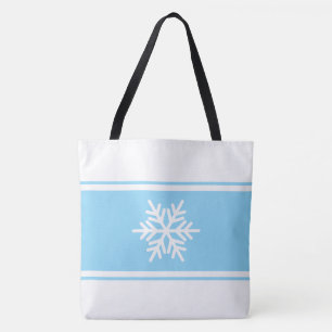 Bolsa Tote Listras de Corrida Estilizadas Azul Claro Branco F