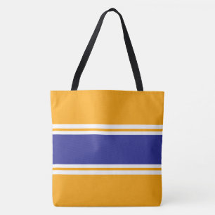Bolsa Tote Listras de corrida laranja brilhante azul branco d