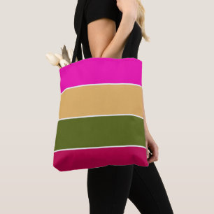 Bolsa Tote Listras de Flor Rosa-Quente